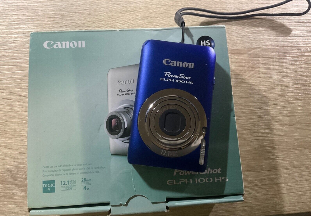 BLUE Canon PowerShot Digital ELPH Camera 100 HS Tested & Worked