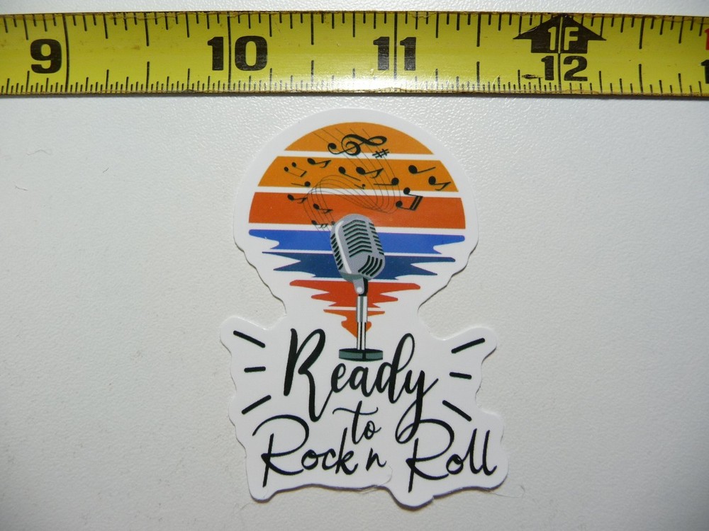 RIBBON MICROPHONE READY TO ROCK N ROLL STICKER DECAL MUSICAL FAN CONCERT FUN