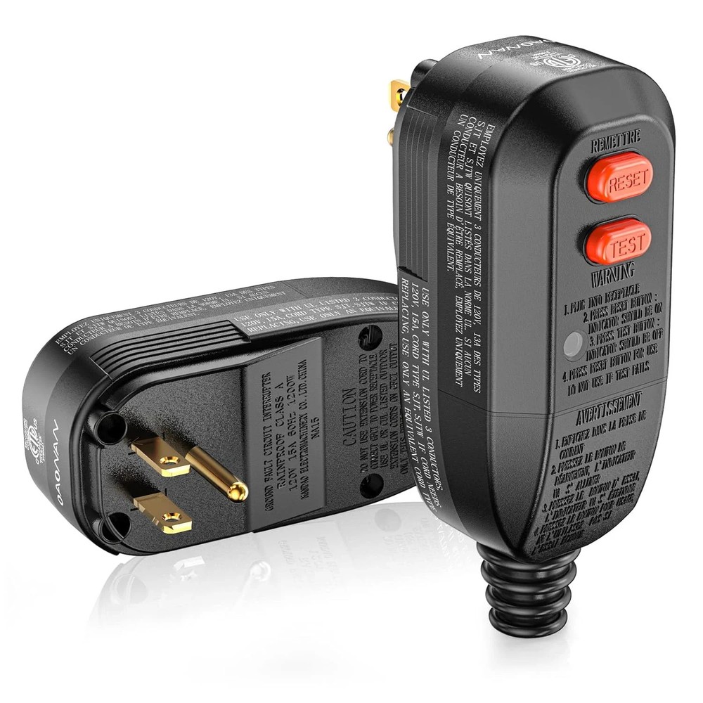 GFCI Auto Reset Plug 15A 3-Prong Waterproof for Pressure Washer & Hot Tub