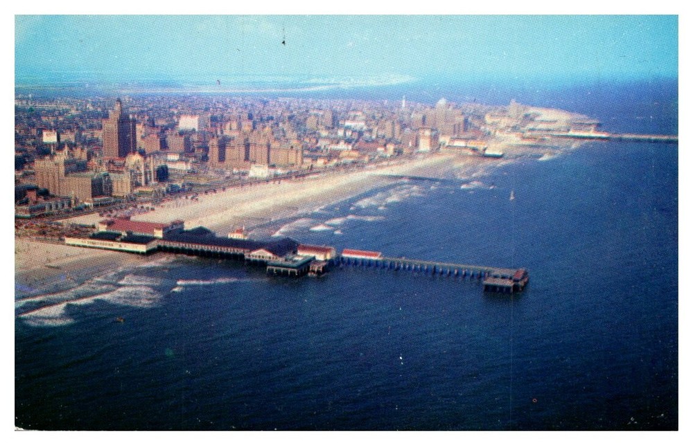 1950s Aerial View of Pier & Hotels Atlantic City New Jersey Vintage Postcard