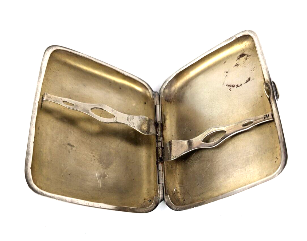 Antique .925 Sterling Silver Cigarette Case with Mono Gold Washed Interior