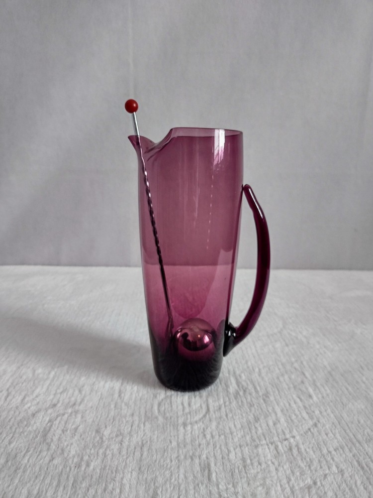 Amethyst Glass Martini Mixer with Spoon and Steel Ball  