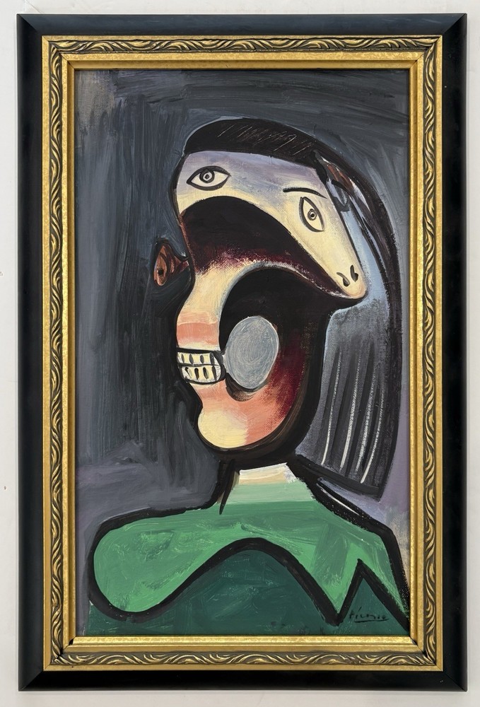 Pablo Picasso 1881-1973 Signed ,Oil on Canva. In the style of. Framed