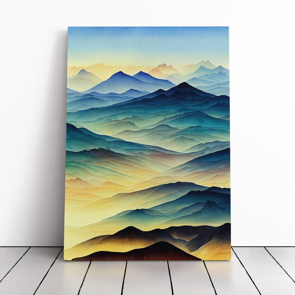 Mountain Landscape No.6 Canvas Wall Art Print Framed Picture Decor Dining Room