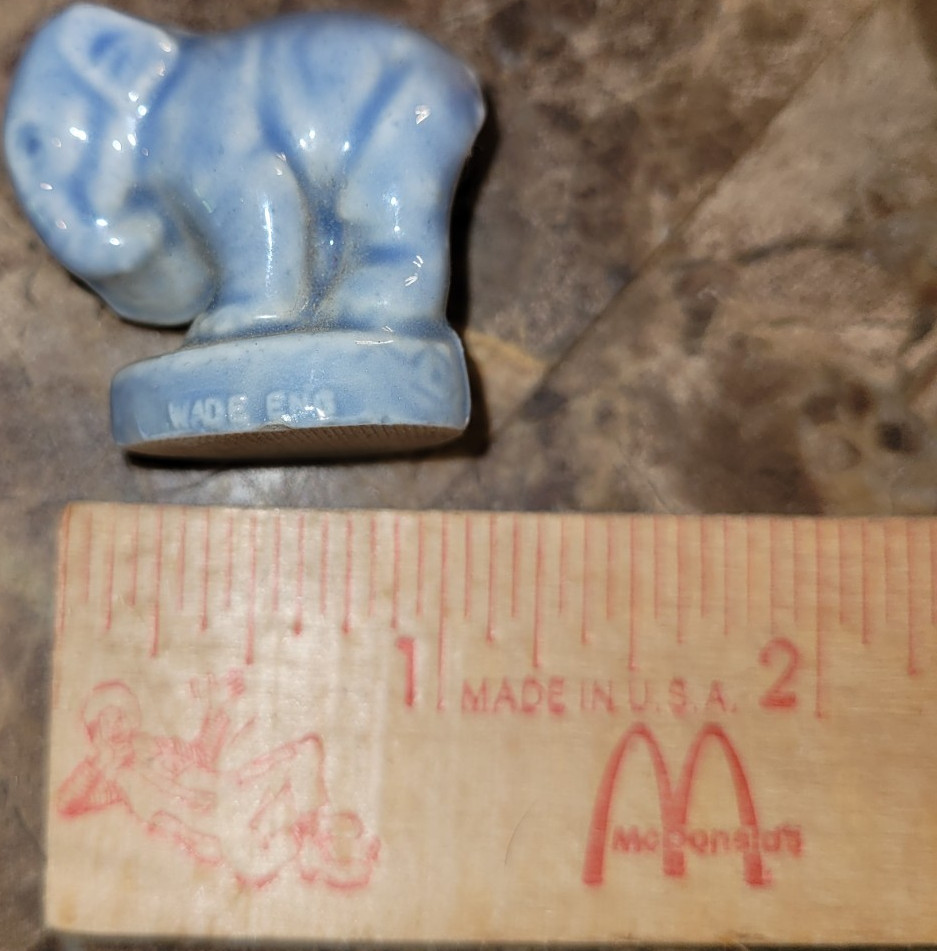 Blue Porcelain Elephant Mini Figurine Miniature Marked Made in England ENG