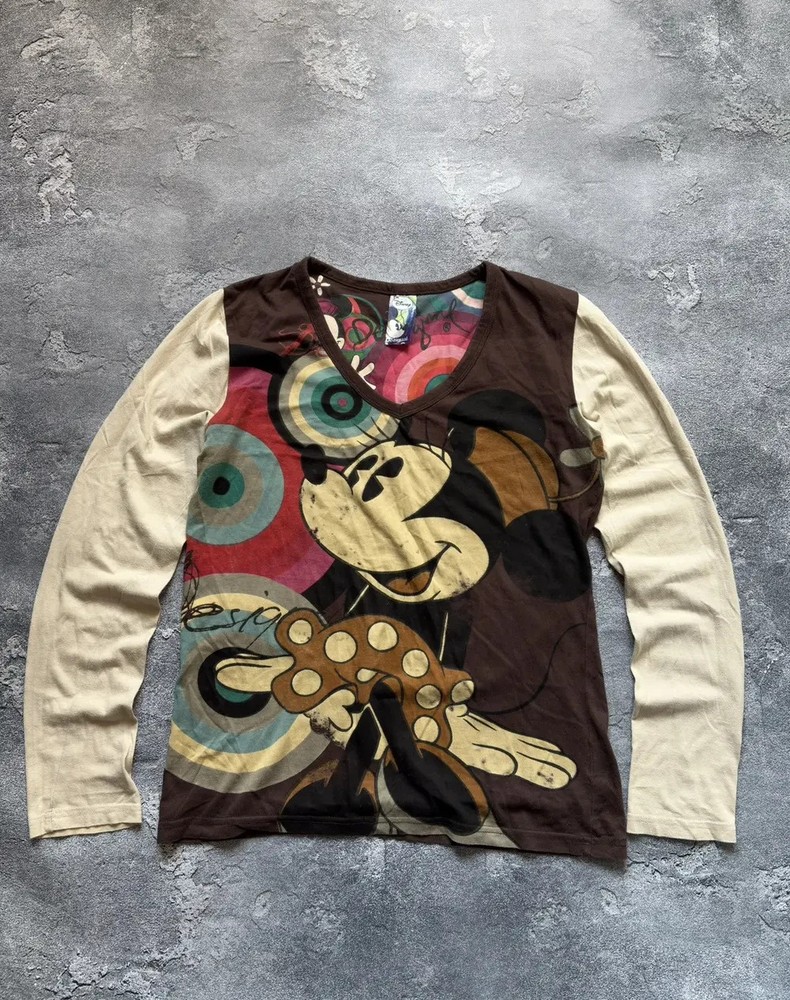 Crazy Desigual JPG Vibe Disney Mickey Mouse Long Sleeve Top Size XL