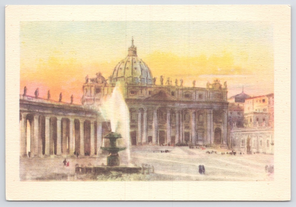 Foreign~Rome Italy~Papal Basilica Of St Peter~Vatican~Fountain~Continental PC