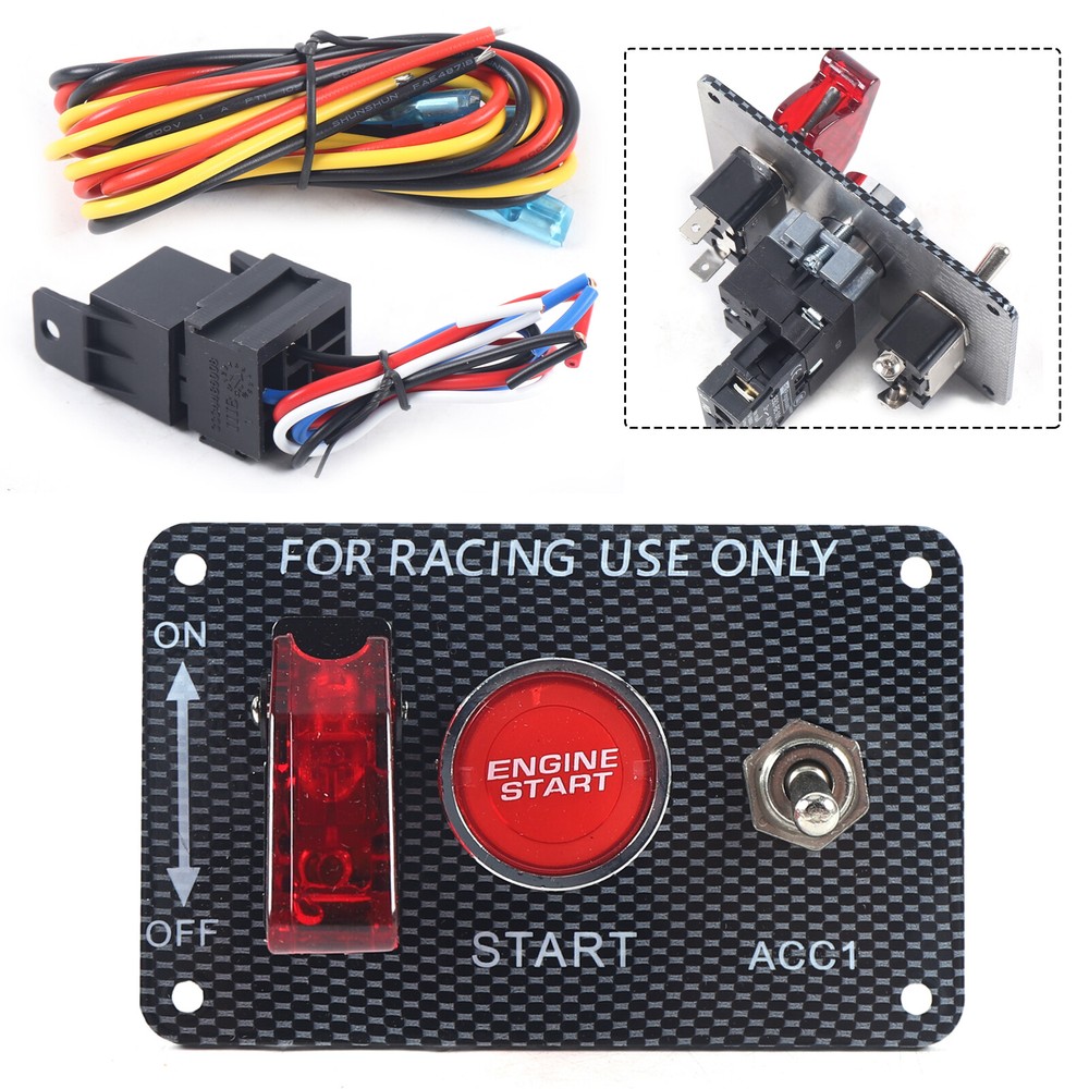 Universal 3-Stage Engine Start Push Button Ignition Switch Panel