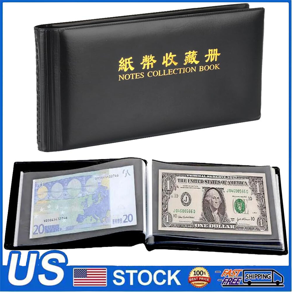 60 Paper Money Currency Banknote Collection Album Pocket Bill Book Sleeve Folder