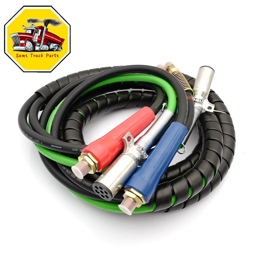 15ft ABS Air Line Hose Wrap with 7-Way Electrical Cable for Semi Truck Trailer-image