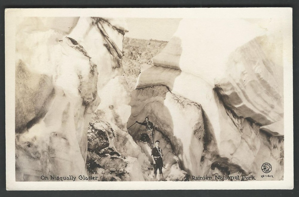 RAINIER NATIONAL PARK Nisqually Glacier RPPC Real Photo Postcard