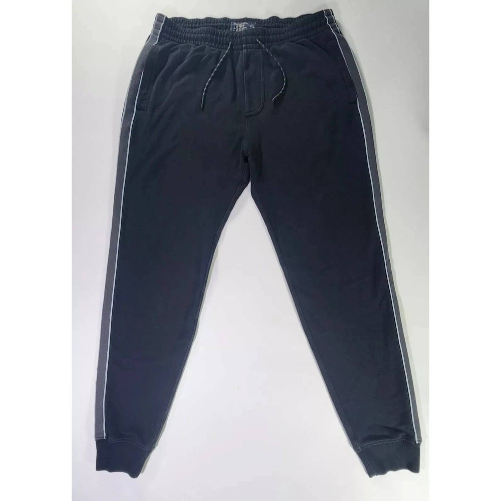 Abercrombie Fitch Joggers Mens Large Black Drawstring Elastic Waist Striped Y2K
