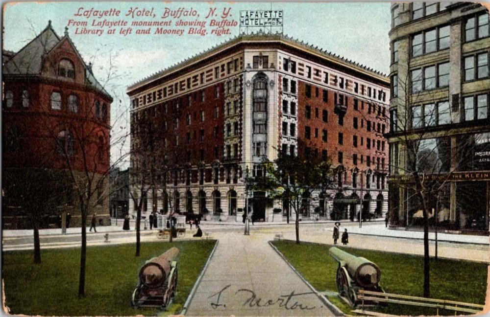 Pre-1907 SHOPS BESIDE LAFAYETTE HOTEL Buffalo New York NY m/14 BB8418