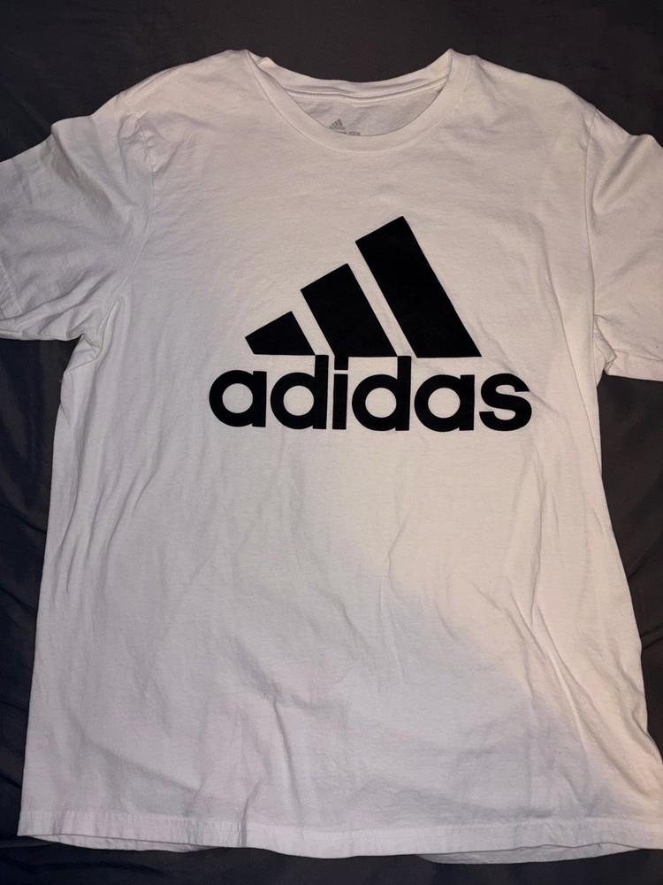 Adidas White Large Amplifier Tee Logo Graphic T-Shirt