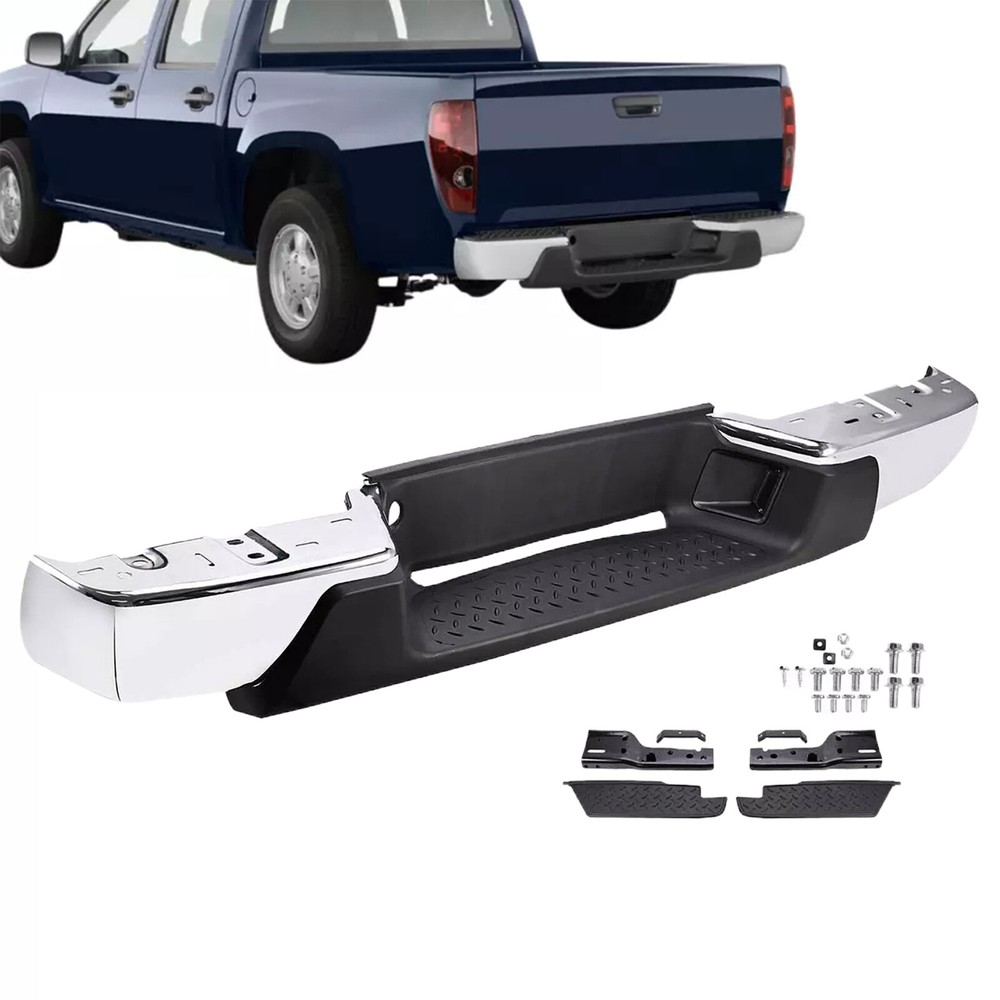 Chrome Steel Rear Bumper Assembly For 08 2009-2012 Chevy Colorado & GMC Canyon
