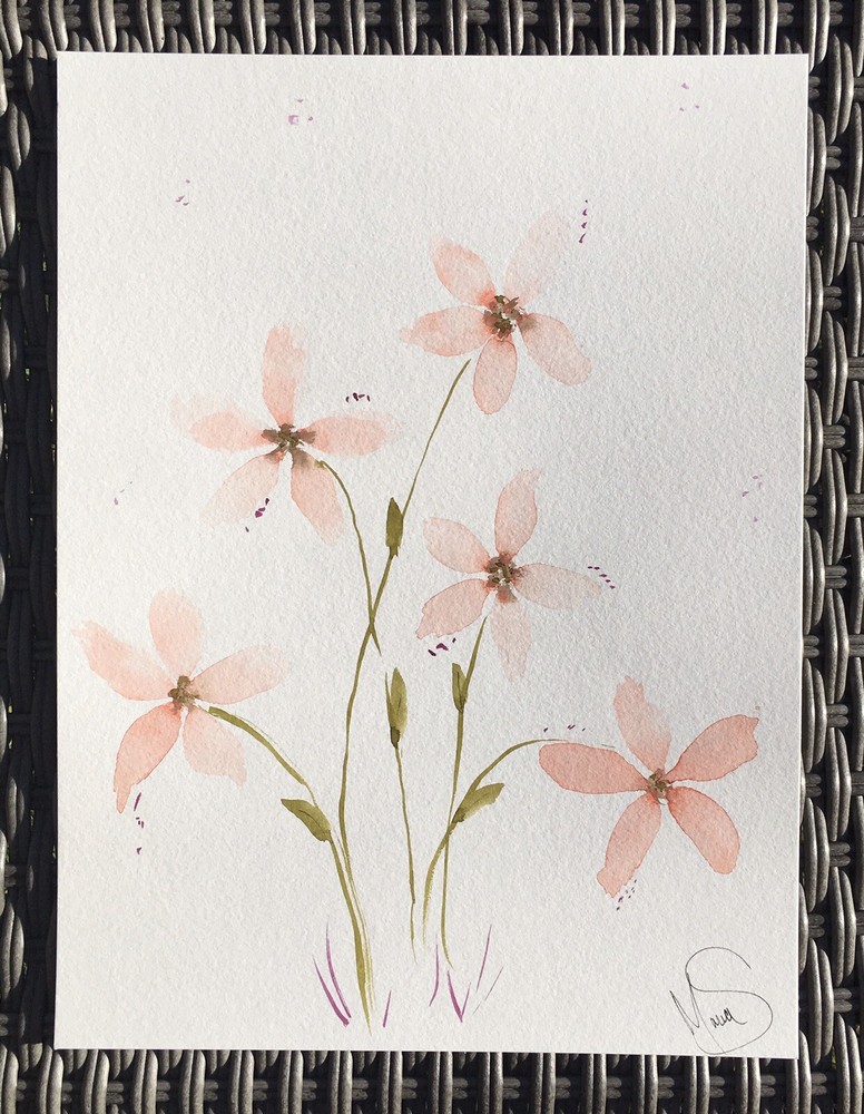 Maria Scalf Flower Floral Nature ORIGINAL PAINTING Watercolor 9x12 Expressionism