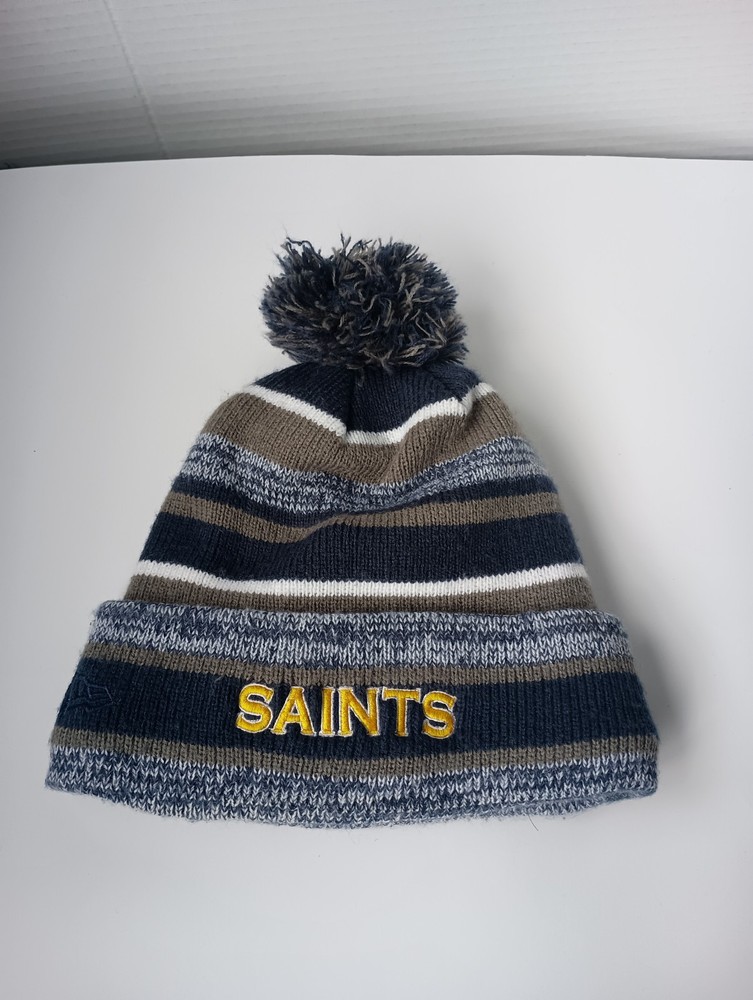New Orleans Saints NFL Black Pom Knit Beanie by New Era