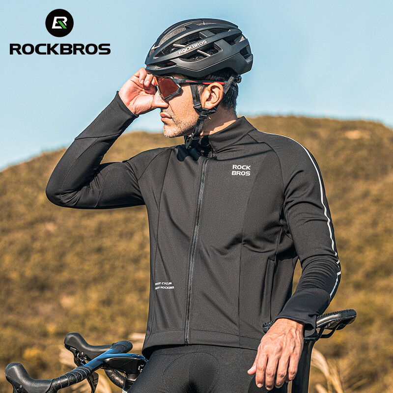 ROCKBROS Autumn Winter Cycling Jersey Long Sleeve Bike Jacket Windproof Clothes