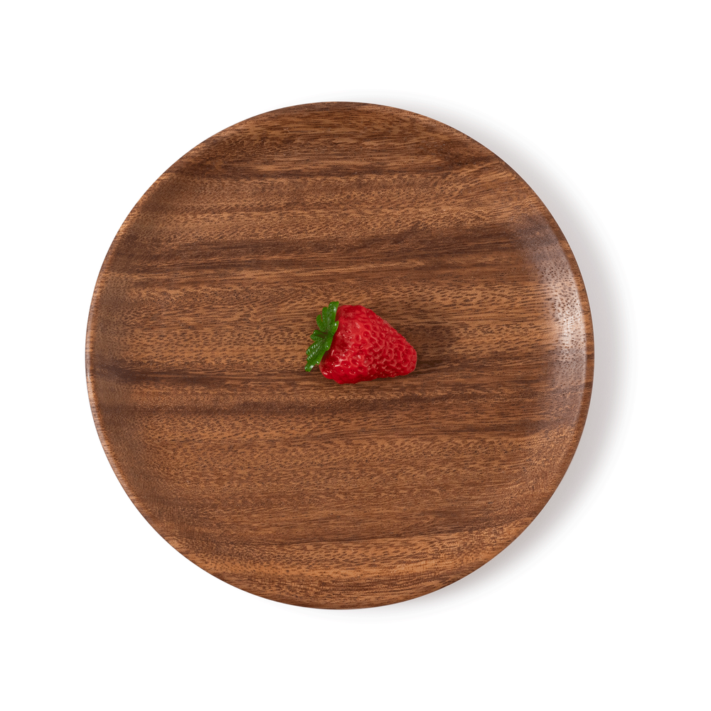 Acacia Wood 8-inch Round Reusable Serving Plates for Salad Dinner Dishes-image