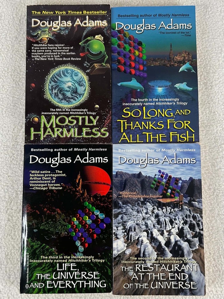 Douglas Adams Hitchhiker's Guide Series Paperback Book Lot of 4 Books 2-5
