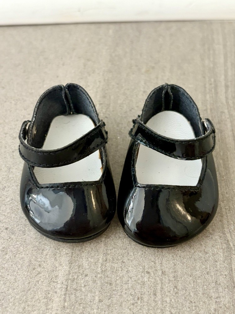 American Girl Bitty Baby BLACK PATENT MARY JANES Doll Shoes 2001 Poinsettia Set