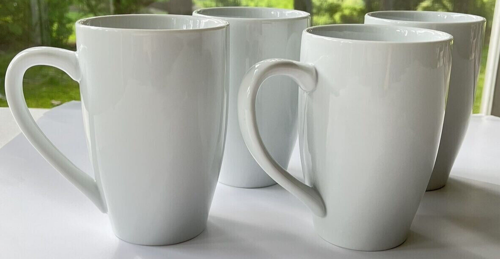 Pottery Barn Set of 4 Great White Porcelain 20 Oz Latte Mugs