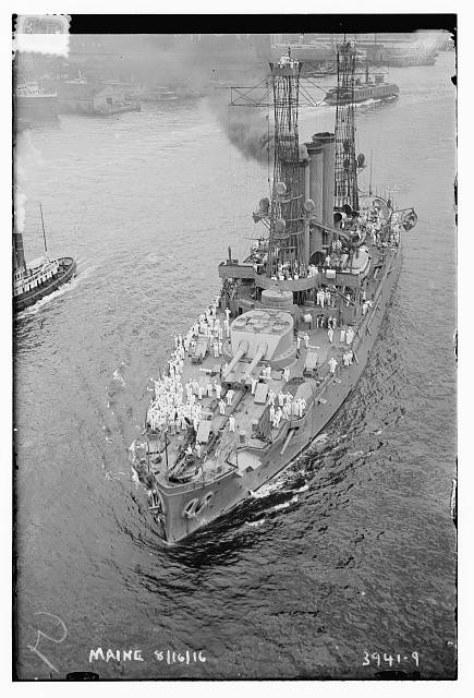 Photo:MAINE,August 16,1916,ship,vessel,Bain News Service,sailors on deck