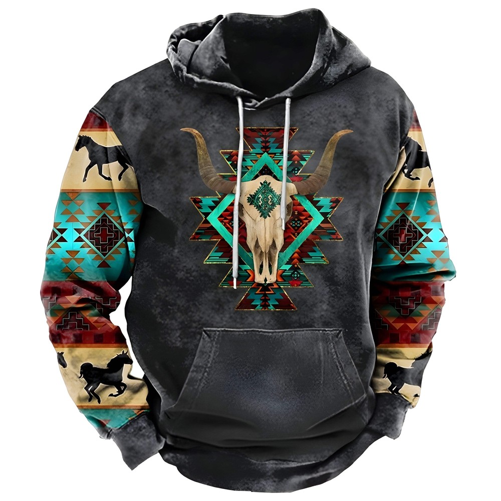 Trendy Graphic Pullover Hoodie for Teens - Western Style Printed Sports Fashion
