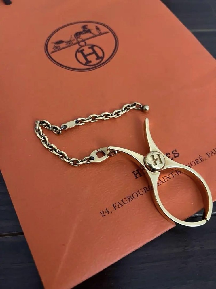 Hermes Genuine Leather Glove Holder Filo Charm