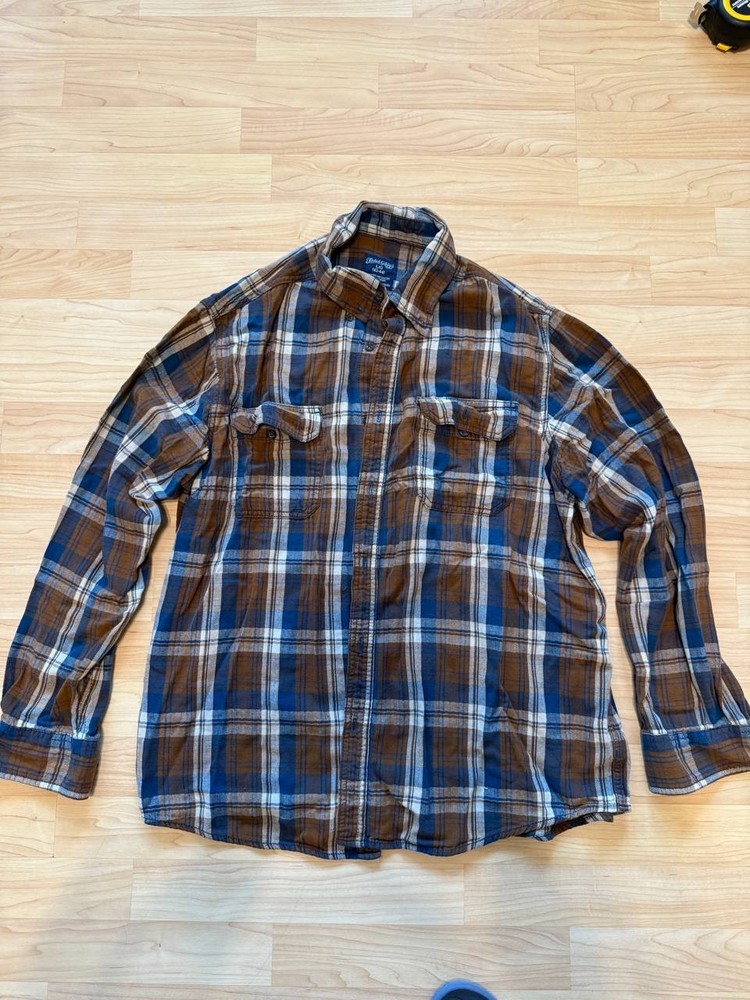 Faded Glory Mens Large 42 Flannel Shirt Plaid Long Sleeve Button Down Cotton