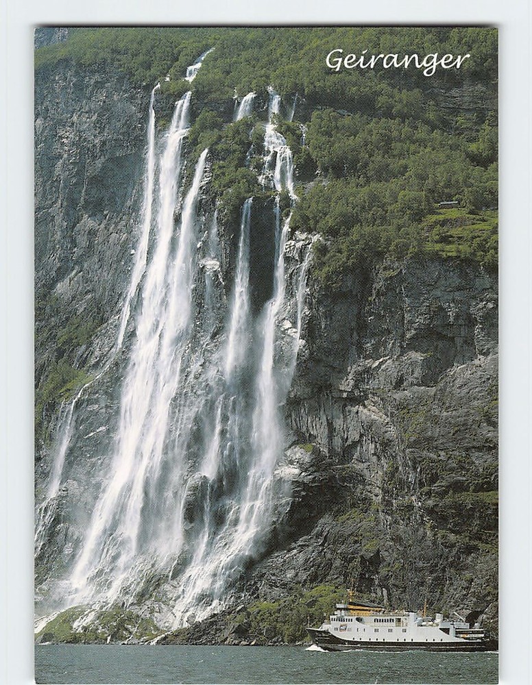 Postcard Seven Sisters Waterfall Geiranger fjord Norway