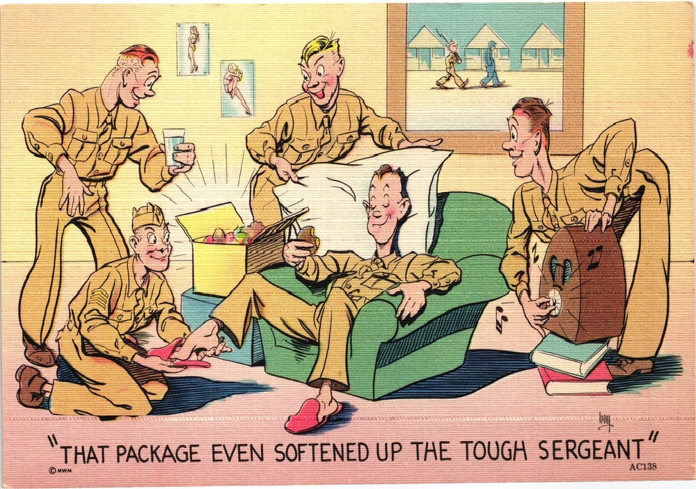 Vintage WWII Army Comic Postcard Tough Sergeant Military Humor MWM NOS 1940s