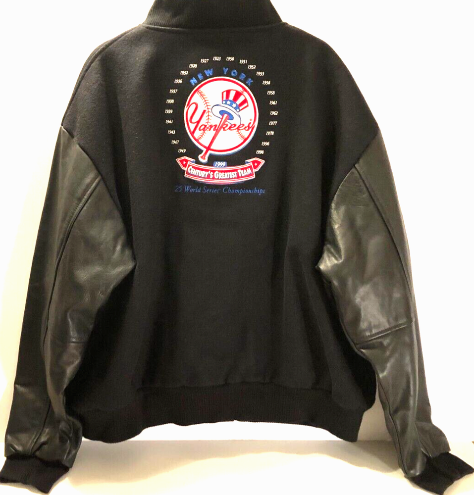 Yankees N.Y. MLB 25 W.S. Champs 1949-1999 Vintage Black Wool Leather Jacket XL