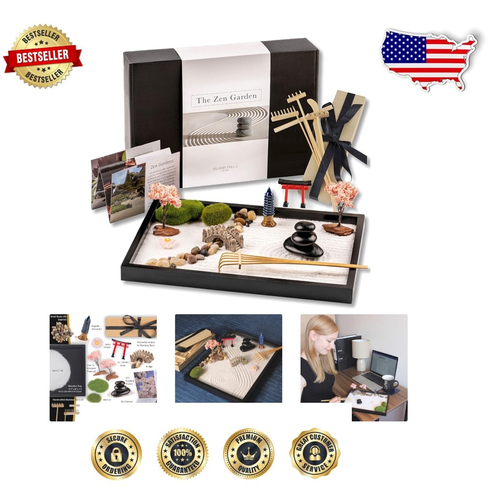 Elegant Zen Sand Garden Set - 15 Accessories & Tools for Home Office Bliss