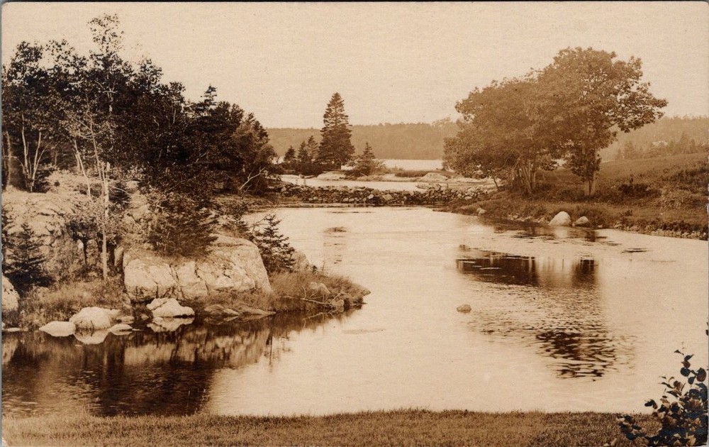 Town View, BOOTHBAY HARBOR, Maine Real Photo Postcard - McDougall & Keefe
