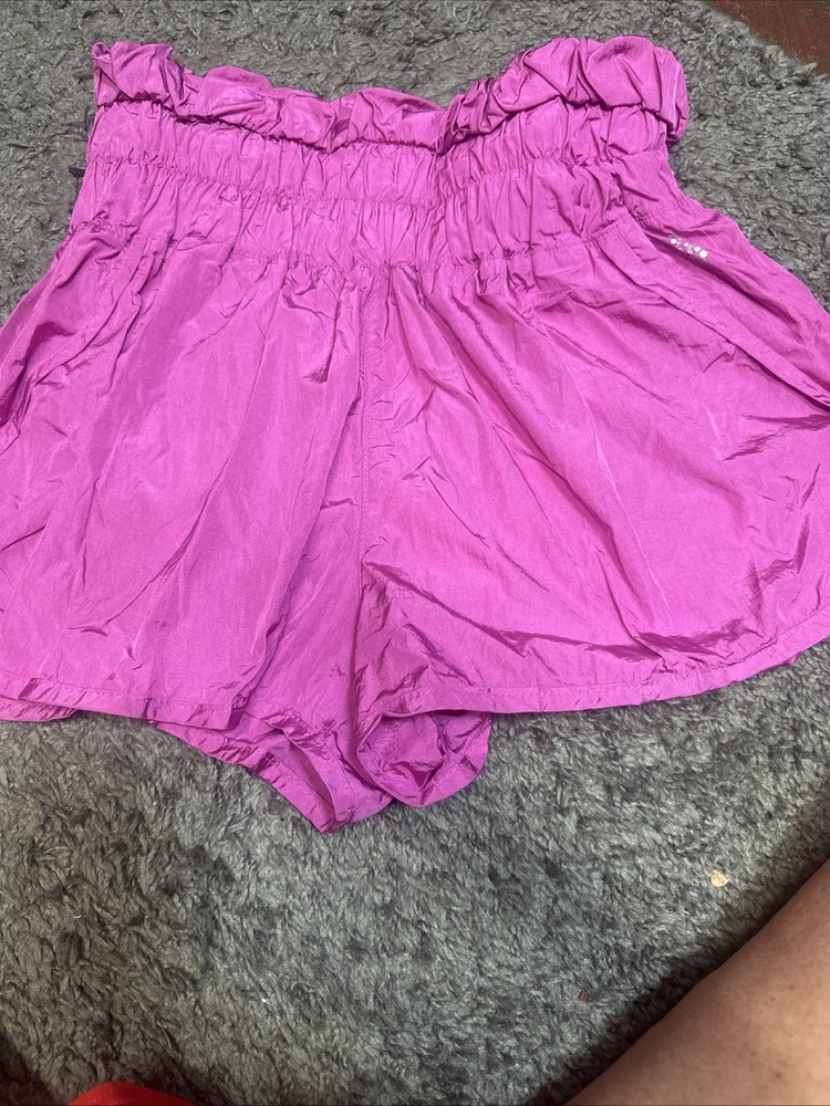 Free People Movement The Way Home Shorts Magenta Pink High Rise Smocked Waist M
