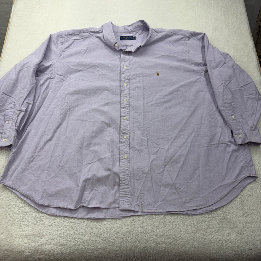 Ralph Lauren Big & Tall 6XB Lavender Oxford Button Down Shirt Men's Pony Logo