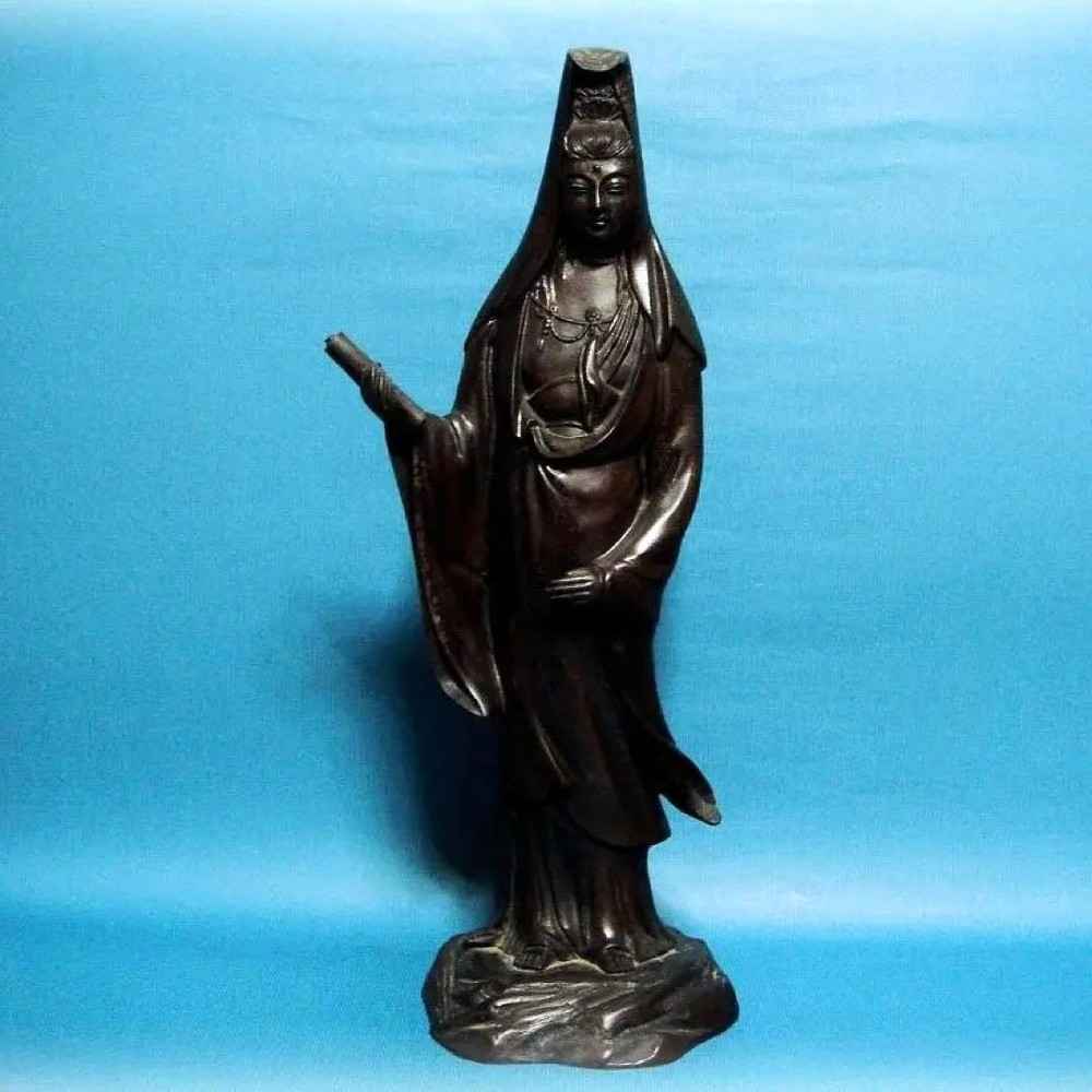 Bronze 17.1 in Statue Guanyin Large Antique Japanese Buddhism Figurine Buddha