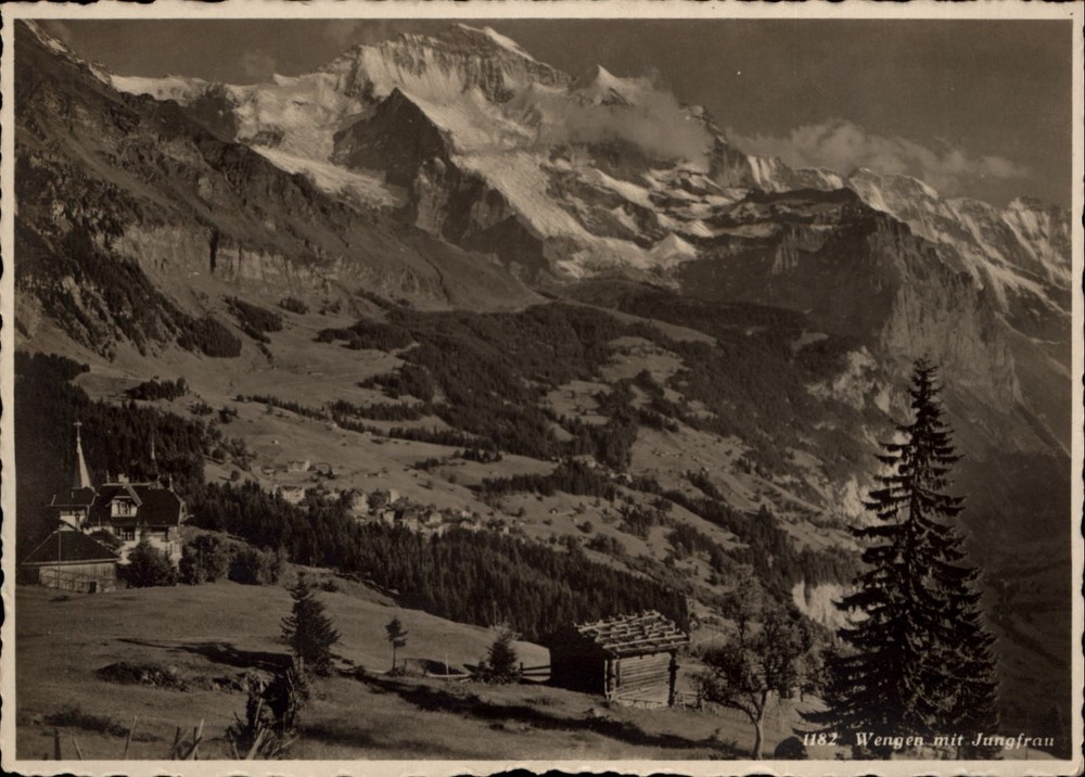 RPPC Wengen Jungfrau Mountain view vintage postcard q354