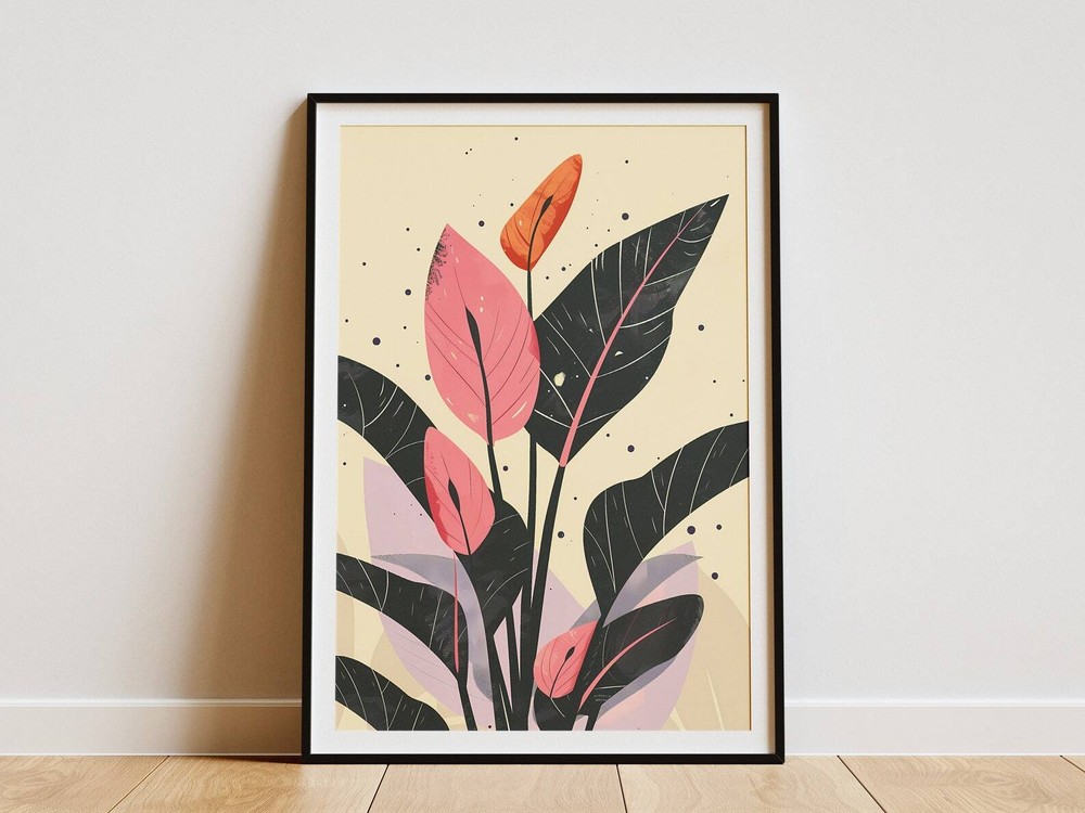 Minimalist Plant Poster Abstract Modern Wall Art Botanical Illustration Home
