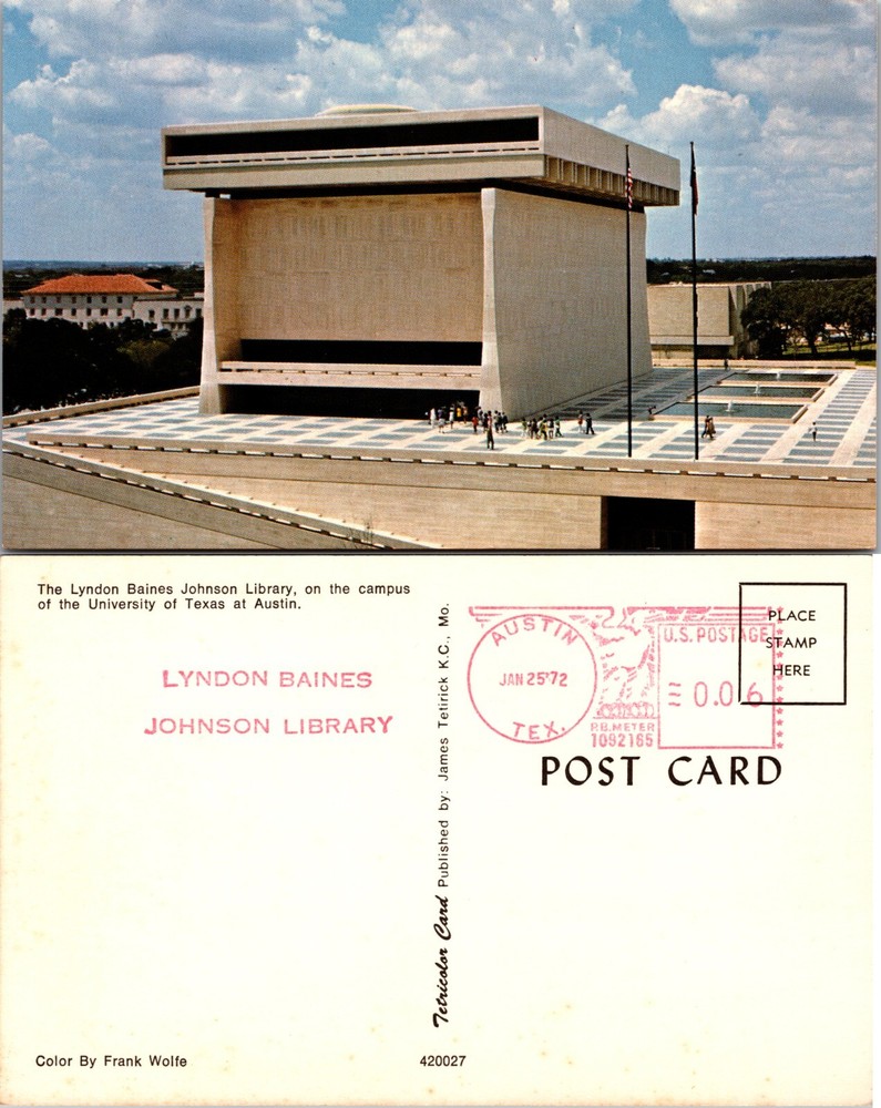 Lyndon Baines Johnson Library University of Texas Austin Texas TX Postcard
