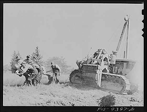 Photo:Longview Texas 1940s War Emergency Pipeline Bulldozer Workers