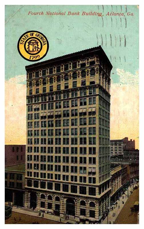 Postcard BANK SCENE Atlanta Georgia GA m/09 AR9501