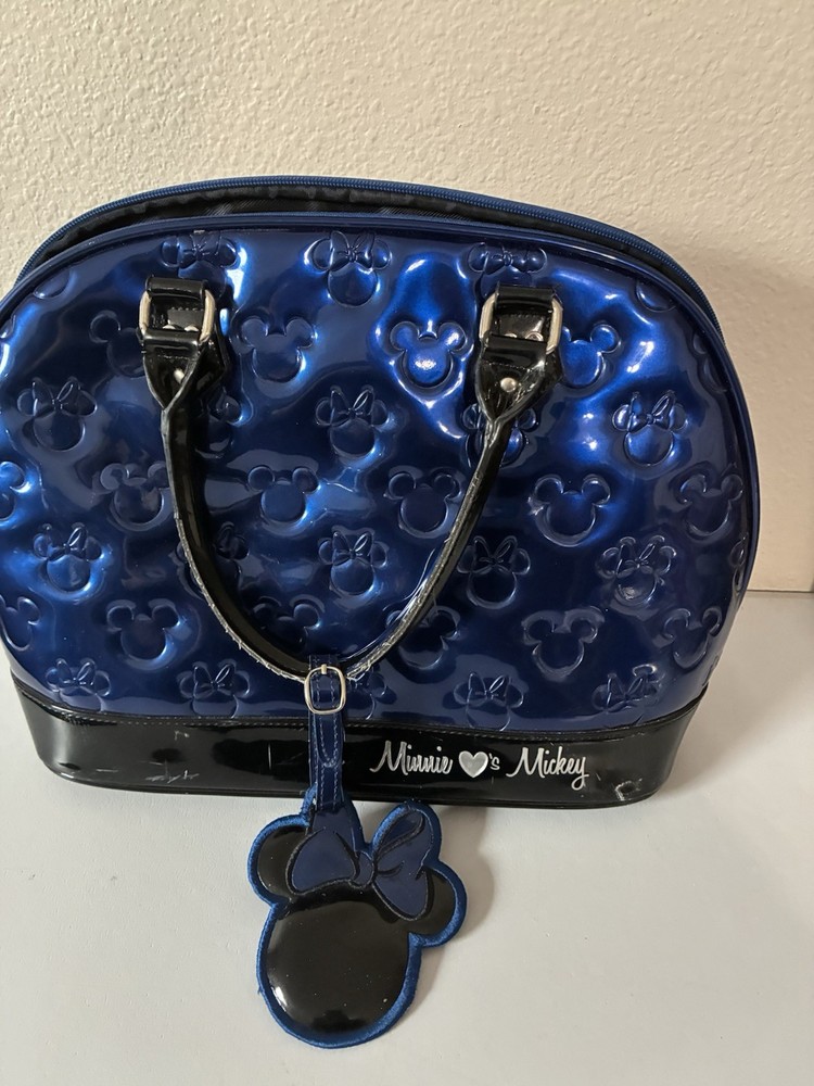 Disney Loungefly Blue Minnie Loves Mickey Bowling Bag Satchel Purse & Wallet