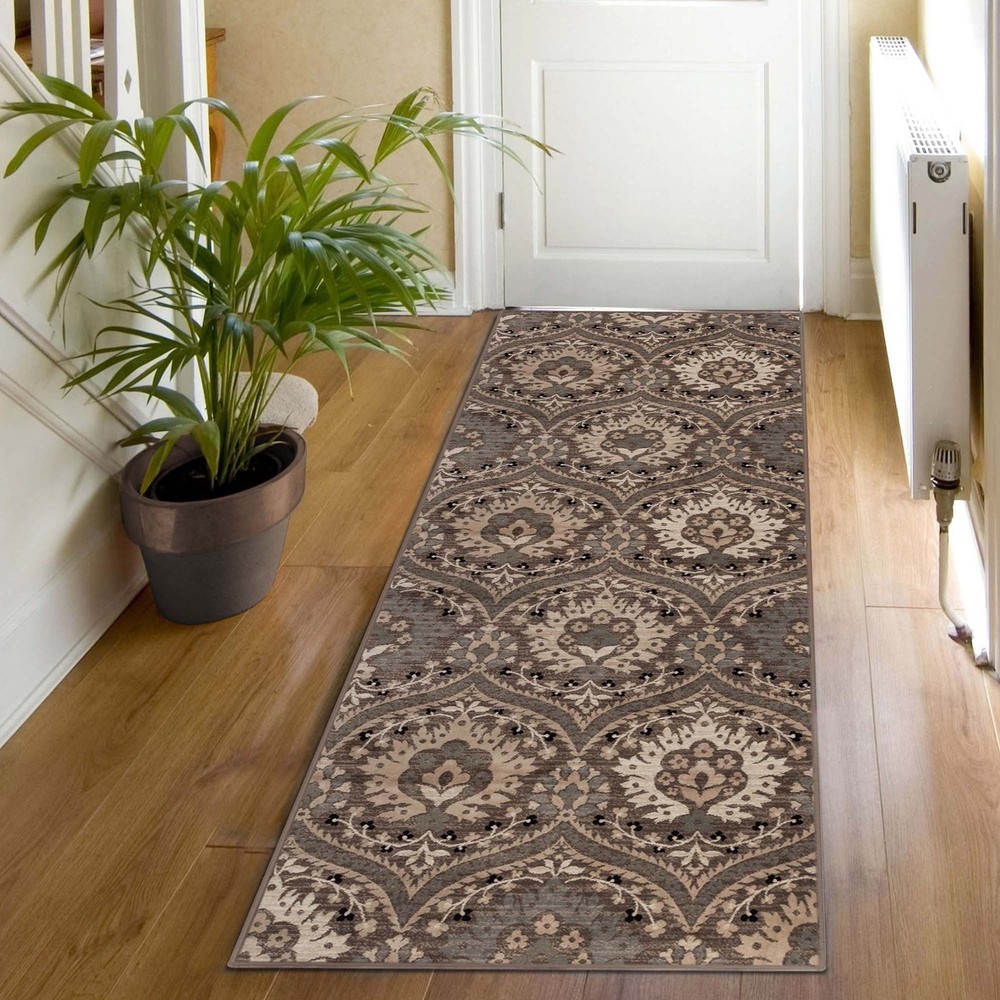 Superior Augusta Oriental Indoor Runner 2ft7in x 12ft Light Blue Area Rug