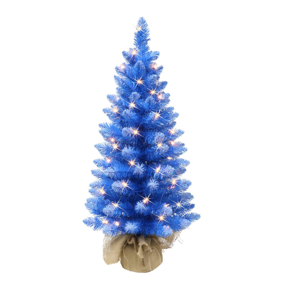 Puleo 3ft Pre-Lit Blue Artificial Christmas Tree with Lights