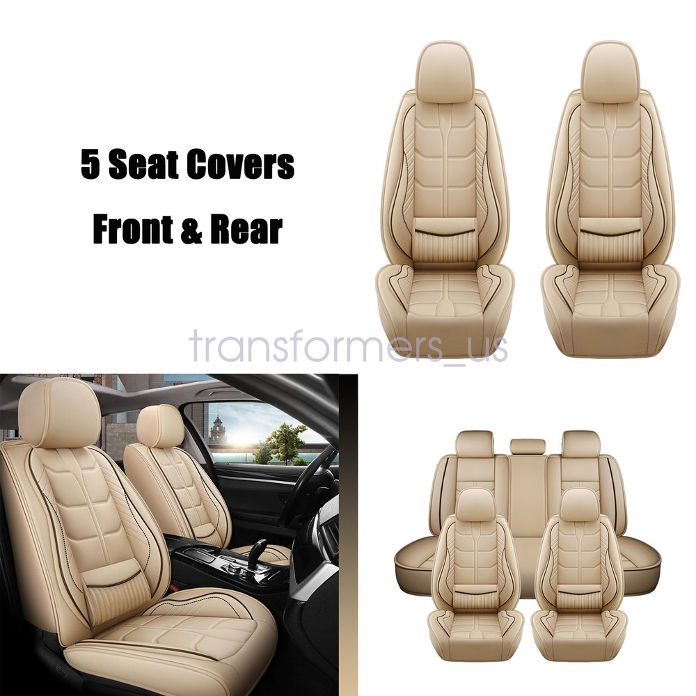 For Lincoln Luxury Leather Car Seat Covers 5-Seats Front Rear Full Set Protector