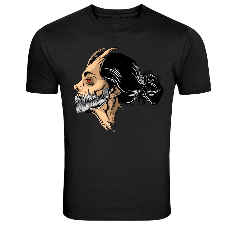 Demon Woman Skull Face Dark Horror Graphic T-Shirt