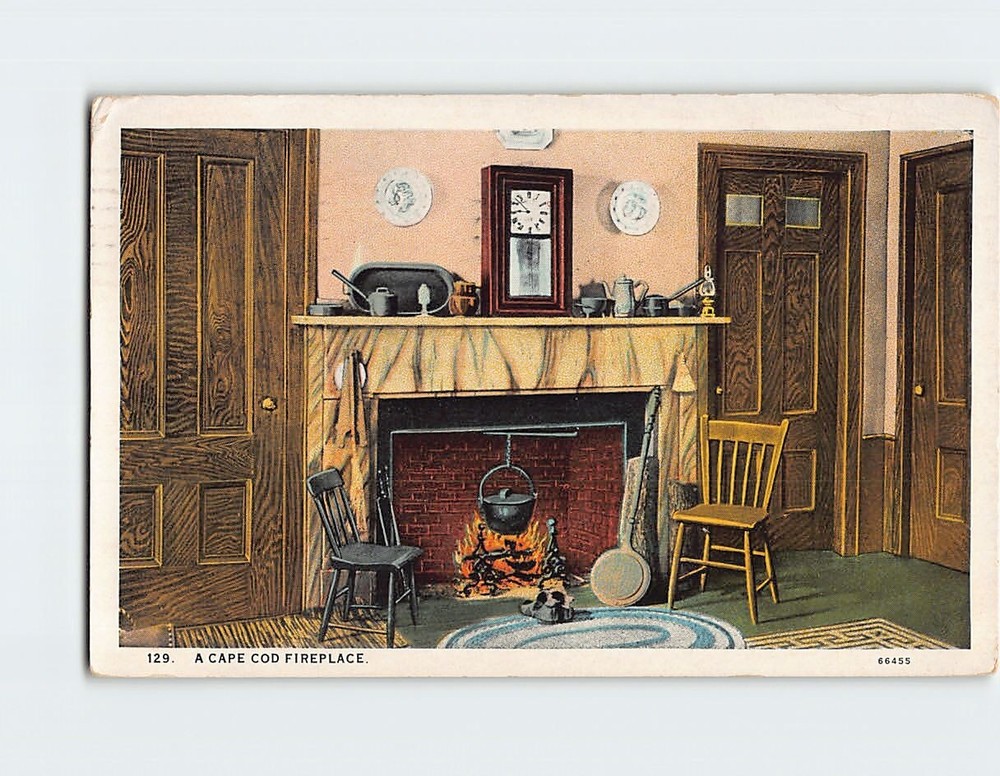 Postcard A Cape Cod Fireplace Massachusetts USA