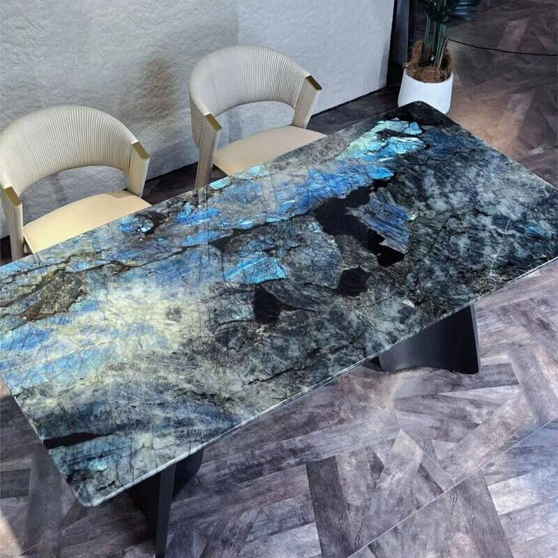 Labradorite Stone Center Counter Dining Table End Kitchen Office Slab Home Decor